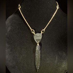 Fender Guitar Pick Monet Gold Chain Necklace